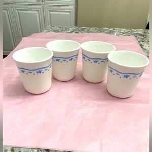 EUC SET OF 4 VINTAGE CORELLE MORNING BLUE PATTERN MUGS
